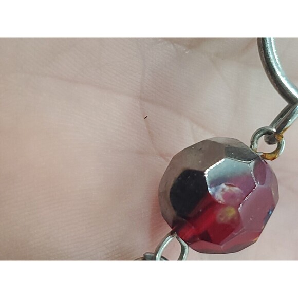 Women's Multi-Strand Necklace Beads & Stones Sliver Tone Adjustable Chain - Picture 8 of 12